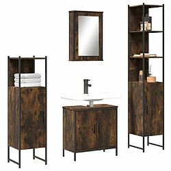 Maison Chic Armoire de Bain | Ensemble de 4 meubles salle de bain Chêne fumé Bois -GKD70776