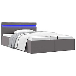 vidaXL Cadre de lit à rangement hydraulique sans matelas avec LED gris