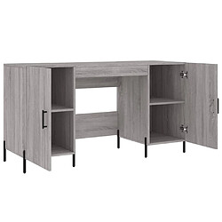 Helloshop26 Bureau table poste de travail meuble d'ordinateur informatique étude sonoma 140 x 50 x 75 cm bois d'ingénierie gris 02_0023956