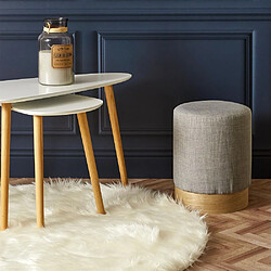 The Home Deco Factory Pouf scandinave en tissu base bois 30 cm Gris clair.