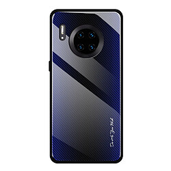 Wewoo Coque Pour Huawei Mate 30 Pro Housse de protection en verre dégradé de texture bleu foncé