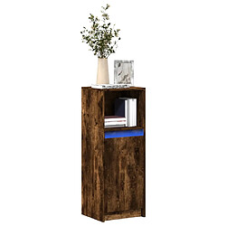 vidaXL Buffet avec LED chêne fumé 38x34x100 cm bois d'ingénierie