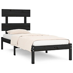 vidaXL Cadre de lit sans matelas noir 75x190 cm bois massif