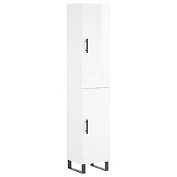 vidaXL Buffet haut Blanc brillant 34,5x34x180 cm Bois d'ingénierie