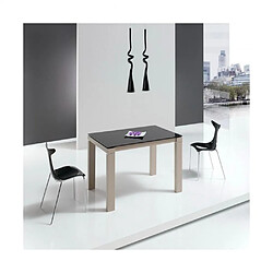 Inside 75 Table repas extensible ARMONIA 10 couverts 140/240x90cm pieds beiges plateau céramique noir