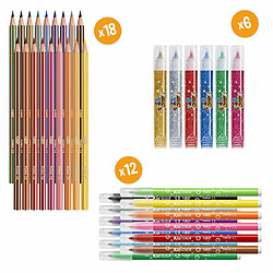 Avis BIC My Coloring Box - Kit de Coloriage avec 12 Feutres/18 Crayons de Couleurs/6 Colles Pailletées, 1 Livre de Coloriage et 36 Autocollants