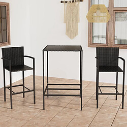 Maison Chic Table de bar et chaises d'extérieur 3 pcs,Ensemble de bar de jardin pour relax Résine tressée Noir -GKD584663