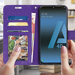 Avis Avizar Housse Galaxy A40 Étui Portefeuille Rangements Cartes Fonction Support violet