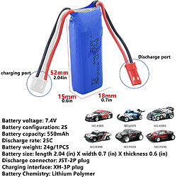 Acheter 2pcs Batteries au Lithium 751845 7.4V 550mAh pour Voiture Wltoys K969 K979 K989 K999 P929 P939 Haute Vitesse Télécommande