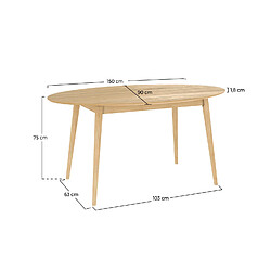 Rendez Vous Deco Table ovale Eddy 6 personnes en bois clair 150 cm