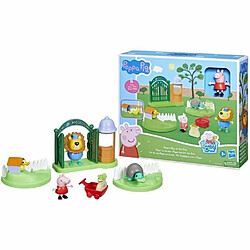 Disney Peppa Pig, coffret Peppa va au zoo, 2 figurines de 7,5 cm et 6 accessoires thématiques, jouet préscolaire pour enfants, des 3 ans