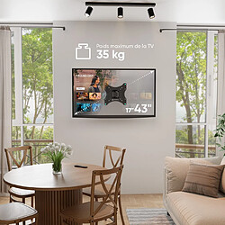 ONKRON Bras TV Mural Articulé pour 17" - 43" TV & Ecran, Support Ecran Mural Poids de 35 kg - Fixation Tele Murale VESA 100x100 - 200x200/Accroche TV Mural Pivotant Inclinable Orientable NP24-B Noir