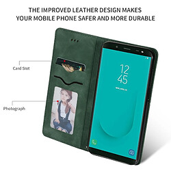 Wewoo Housse Coque en cuir à rabat horizontal magnétique Business Skin Feel Retro pour Samsung Galaxy J6 Plus 2018 et J6 Prime vert armée