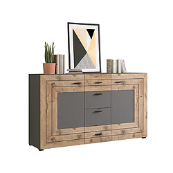 Bestmobilier Wexford - buffet bas - gris et bois - 160 cm