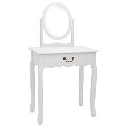 vidaXL Coiffeuse et tabouret Blanc 65x36x128 cm Bois de paulownia MDF