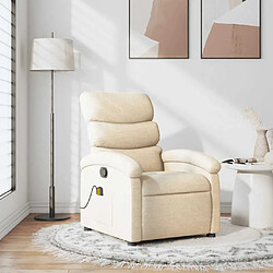 vidaXL Fauteuil de massage inclinable Crème Tissu