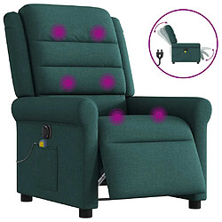 vidaXL Fauteuil de massage inclinable électrique Vert foncé Tissu