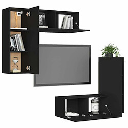 Avis Maison Chic Ensemble de meubles TV 4 pcs | Banc TV Moderne pour salon | Meuble de Rangement - Noir Aggloméré -MN95065