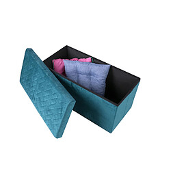 Acheter Toilinux Banc de rangement pliable Kube en velours - Bleu vert