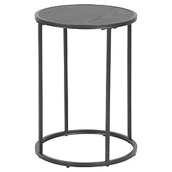 Toilinux Table d'appoint ou bout de canapé rond en MDF et métal Diam.45cm - Noir