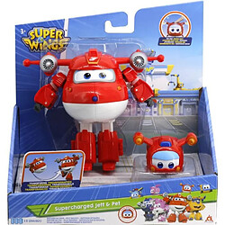 Avis Auer SUPER WINGS – TRANSFORMING JETT SUPERCHARGE + FIGURINE SUPER MINI JETT – Avion Jouet Transformable Figurine Robot 12cm – Jouet 3ans+