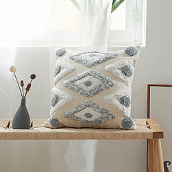 ICONIK INTERIOR Coussin carré en coton style Boho Bali (45x45 cm) coussin + rembourrage - Mawi Gris