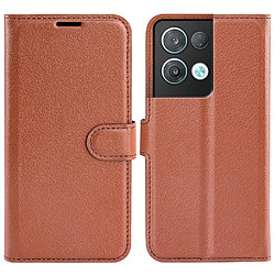 Etui en PU texture litchi, anti-écaillage avec support pour votre Oppo Reno8 Pro + 5G/Reno8 Pro 5G (Global Version) - marron