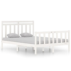 Maison Chic Lit adulte - Lit simple Cadre de lit,Structure du lit Contemporain Blanc Bois massif 140x190 cm -MN51639