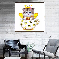 dessin animé chat diy 5d diamant broderie peinture point de croix kit décor jaune