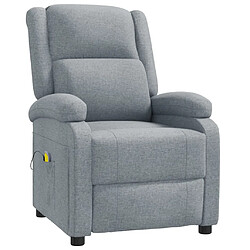 vidaXL Fauteuil de massage Gris clair Tissu