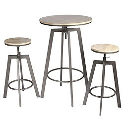 The Home Deco Factory Table haute avec tabourets design industriel Aria - 2 Personnes - Noir