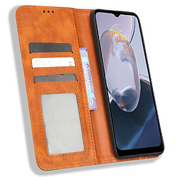 Etui en PU texture rétro, auto fermeture magnétique avec support pour votre Motorola Moto E22 4G/E22i 4G - marron