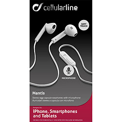 Avis Cellular Line Cellularline Mantis Écouteurs stéréo universels à capsule Microphone et bouton de réponse blanc