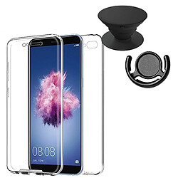 PHONECARE Kit Coque 3x1 360° Impact Protection + 1 PopSocket + 1 Support PopSocket Noir - Impact Protection - Huawei P Smart 2018