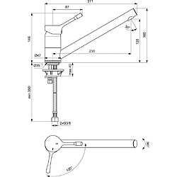 Ideal Standard - Mitigeur évier CERALOOK bec orientable chromé - BC292AA