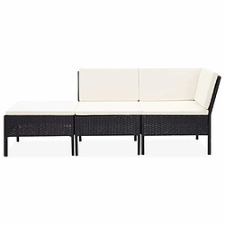 Maison Chic Salon de jardin 3 pcs + coussins - Mobilier/Meubles de jardin - Table et chaises d'extérieur Résine tressée Noir -MN37614