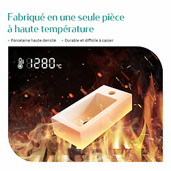 Acheter EMKE Vasque suspendue Salle de Bain en céramique, Lavabo suspendu rectangulaire avec trou de robinet à droite, blanc brillant - 40,5 x 20.5 x 10,5 cm