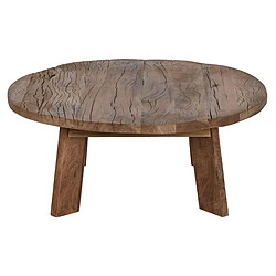 Pegane Table basse, table de salon ronde en bois recyclé coloris marron - diamètre 90 x Hauteur 35 cm 