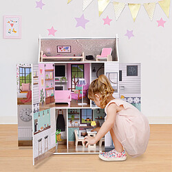 Avis Olivia'S Little World Maison de poupée en bois enfant 3 étages avec 13 accessoires de mobilier blanche Olivia’s Little World TD-13632A