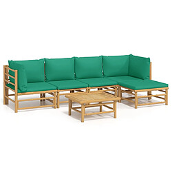 Maison Chic Salon de jardin 6 pcs + coussins - Mobilier/Meubles de jardin - Table et chaises d'extérieur vert bambou -MN48580