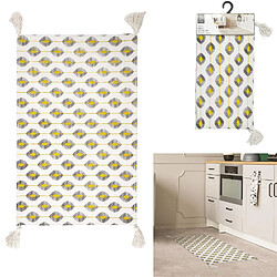 The Home Deco Factory Tapis à pompons modèle Zeste - Jaune/Noir/Blanc - 50 x 70 cm