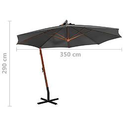 vidaXL Parasol de jardin suspendu avec mât anthracite bois de sapin pas cher