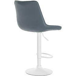 Decoshop26 Lot de 2 tabourets de bar réglable en hauteur pivotant à 360° assise en PVC gris couture verticale pied métal blanc 10_0004424 pas cher