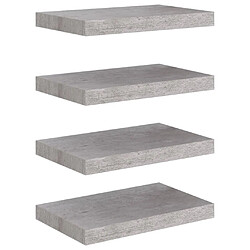 vidaXL Étagères murales flottantes 4 pcs gris béton 40x23x3,8 cm MDF