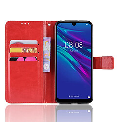 Wewoo Housse Coque Étui en cuir à rabat horizontal rétro Crazy Horse Texture pour Huawei Y6 2019avec support et fentes cartes et cadre photo rouge pas cher