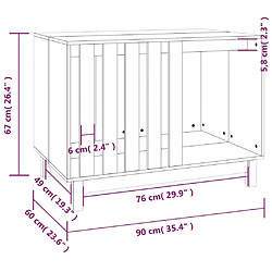 vidaXL Niche pour chien Blanc 90x60x67 cm Bois de pin massif pas cher