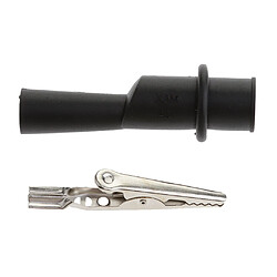 1x Clips D'Alligator Pince En Métal Avec Isolant Gaine Grip Accessoire Teste Électrique Noir pas cher