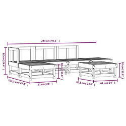 vidaXL Salon de jardin 6 pcs Gris Bois de pin massif pas cher