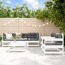 Maison Chic Salon de jardin 6 pcs + coussins - Mobilier/Meubles de jardin - Table et chaises d'extérieur blanc bois massif -MN22072