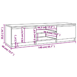 vidaXL Meuble TV Sonoma gris 140x40x35,5 cm Bois d'ingénierie pas cher